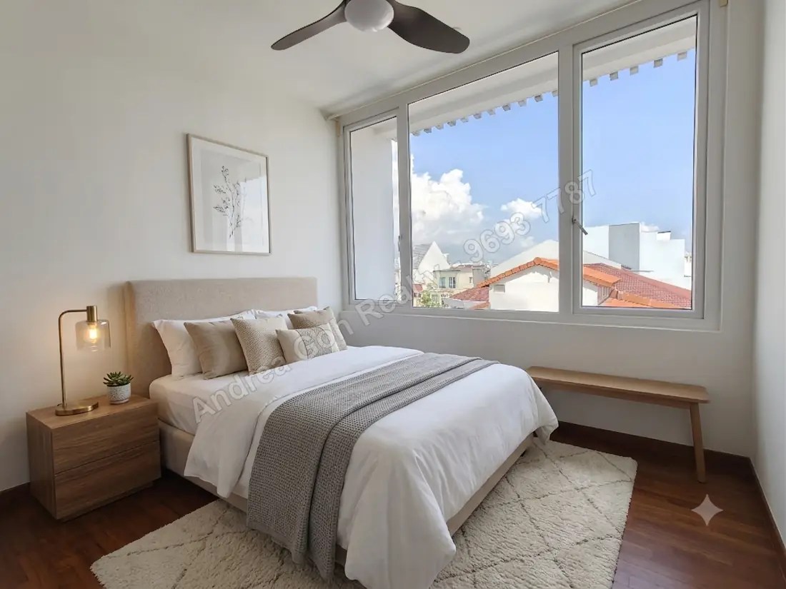Bedroom - virtually staged (illustrative)